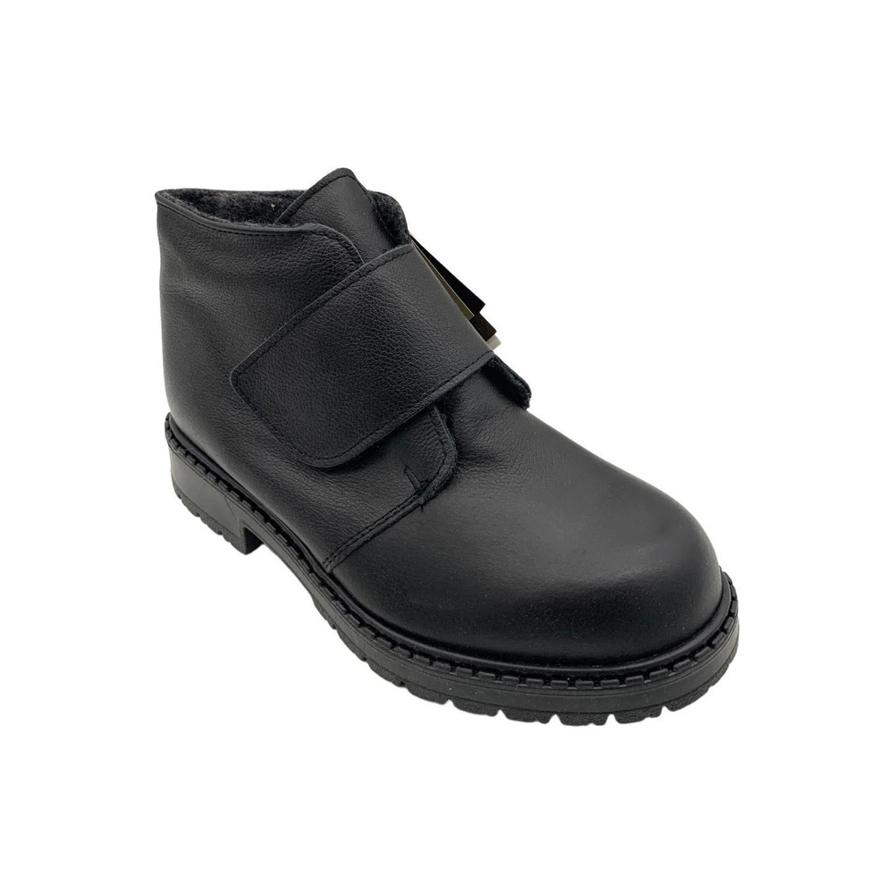 Toe Warmers Men's Pruno Leather Ankle Boots Black/Black - Wide